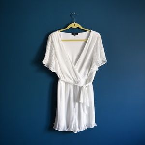 Lulu’s Bridal White Pleated Romper Reception Outfit Dress